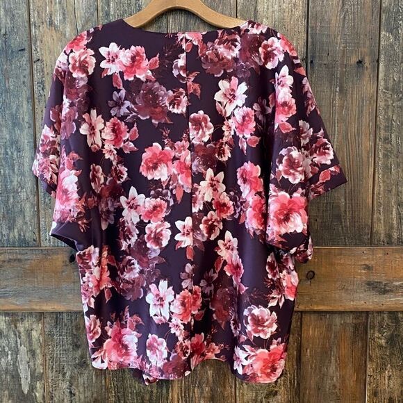 Marc New York Sz S NWT Purple Pink Satin Floral Hem Knotted Tie Blouse - Picture 5 of 10